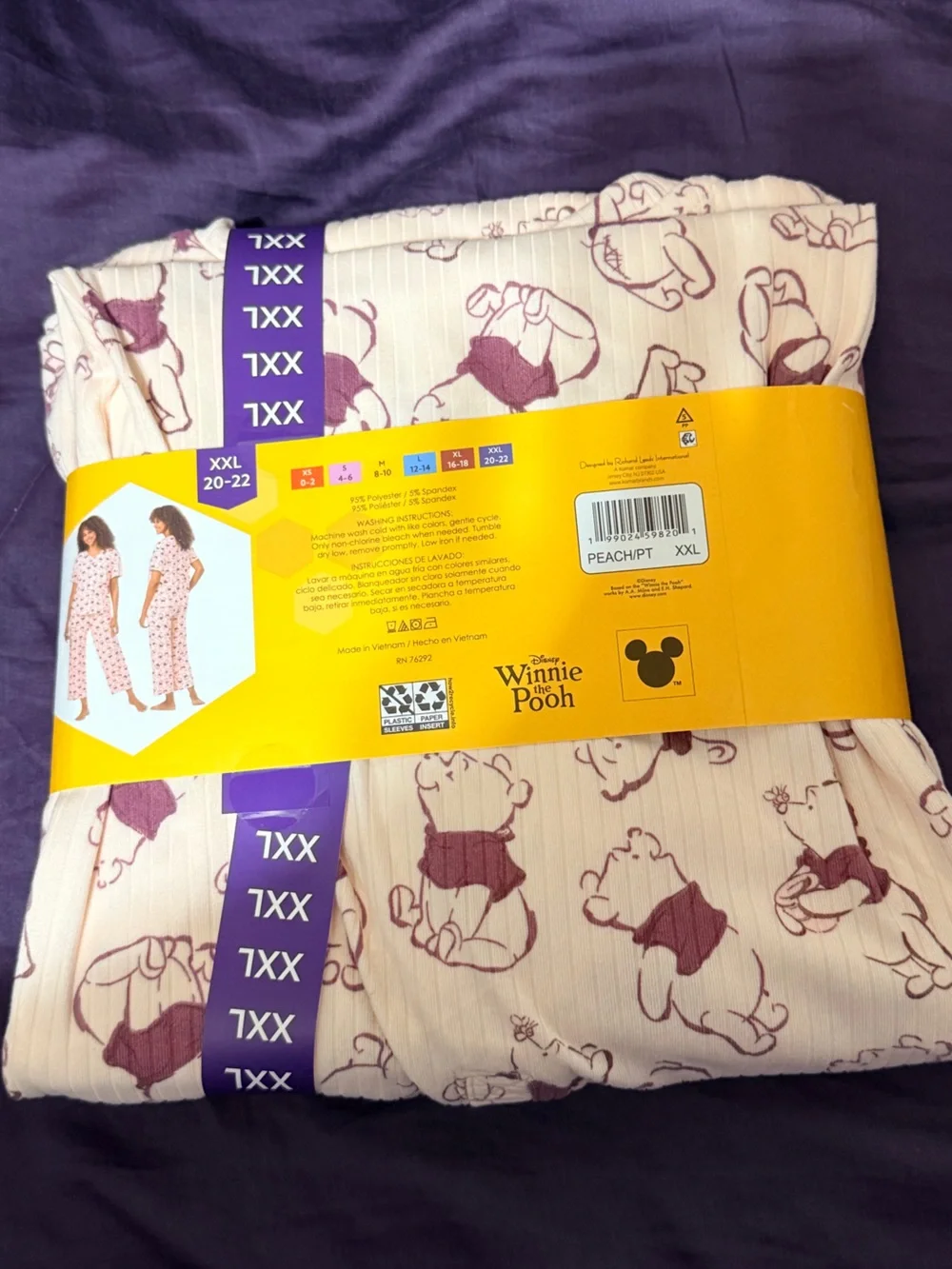 Disney Winnie the Pooh 2PC Pajama Set Pink XXL 20–22 NWT 🐻🍯